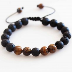 Tigers Eye Lava Bead Bracelet